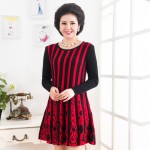 XL-XXXXL Women Sweater Dress Fashion Autumn New Plus Size O Neck Pullover Long Bottoming Knit Women Loose Stripe Dress J205