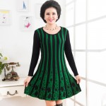 XL-XXXXL Women Sweater Dress Fashion Autumn New Plus Size O Neck Pullover Long Bottoming Knit Women Loose Stripe Dress J205