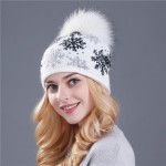 XTHREE real mink pom poms wool rabbit fur knitted hat Skullies winter hat for women girls hat feminino beanies hat