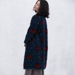 XianRan Women Wool Coat Winter Long Loose Floral Dot Edge Plus Size Overcoat High Quality Free Shipping