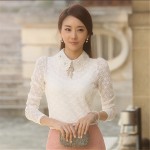 YEYELANA Women Lace Blouses 2018 Spring Summer New Elegant Femininas Long Sleeve chiffon Blouse Korean Style Women Shirt A001