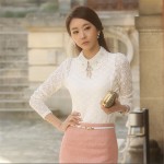 YEYELANA Women Lace Blouses 2018 Spring Summer New Elegant Femininas Long Sleeve chiffon Blouse Korean Style Women Shirt A001