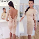 YI-NOKI New Women Backless Sexy Dress Plus Size Bandage Bodycon Dresses Fashion High Waist Casual Club Black Blue Pencil Dress 