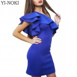 YI-NOKI Sexy Women Dress Sleeveless Off Bodycon Dresses Fashion Autumn Summer Sexy Ruffles Blue Red Party Dress Vestidos 