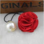 YWHUANSEN 2pcs/lot Rose Flower Big Pearl Hair Bands Popular Hair Bow Women Hair Accessories Good Headdress Hair Gum 