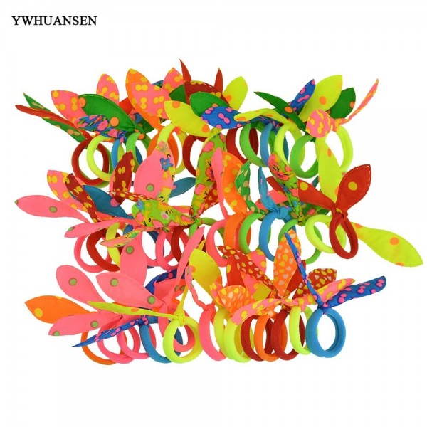 YWHUANSEN 50pcs/lot Rabbit ears scrunchy Elastic Hair Band Ties Girls Hair Accessories Headdress Decoration for hair rubber band