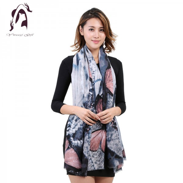 [YWJUNFU] 2017 New Fashion Soft Women Scarf Female Cotton Scarf Scarves Butterfly Long Size Girls Wraps YJF011