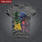 YiRuiSen Short Sleeve T Shirt Men 2016 Fashion Summer Brand Clothing 100% Cotton American Style Print  T-shirt  Tops Tees D001a