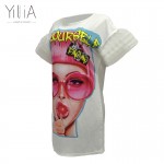 Yilia Plus Size Dress Summer Fashion Print Women Clothing Feminine Casual Mesh Loose Short Flare Sleeves Bodycon Party Vestidos