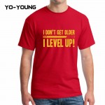 Yo-Young Men Summer T Shirts Funny Letters Design Golden PU Printed 100% 180g Combed Cotton Customized