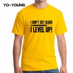 Yo-Young Men Summer T Shirts Funny Letters Design Golden PU Printed 100% 180g Combed Cotton Customized