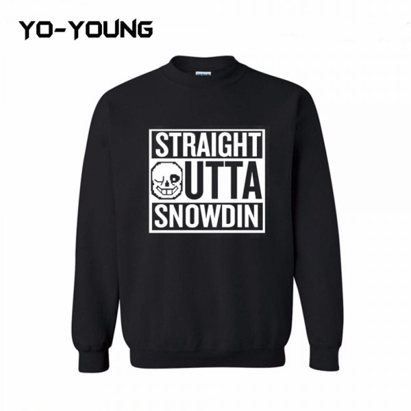 Yo-Young Mens Casual Sweatshirt UNDERTALE SANS STRAIGHT OUTTA SNOWDIN Printed chandal hombre moleton masculino Customized