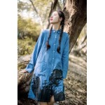 YoYiKamomo Women cotton linen dress 2017 new retro ink painting linen loose long white dress plus size women clothing