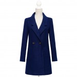 YuooMuoo 2016 Autumn Winter Coat Women Wool Coat Female Overcoat High Quality Brand Medium Long Blue Woolen Jacket Women Coat