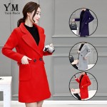 YuooMuoo 2016 Autumn Winter Coat Women Wool Coat Female Overcoat High Quality Brand Medium Long Blue Woolen Jacket Women Coat