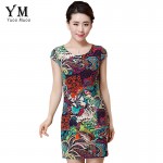 YuooMuoo 2016 Summer Dress Vintage Print Floral Women Dress Female Novelty Casual Mini Flower Dress Cute Women Clothing XXXXL