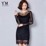 YuooMuoo 2017 New High Quality Embroidery Women Black Dress Fashion Spring Autumn Lace Dress Casual Long Sleeve Korean Dress