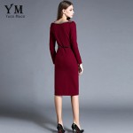 YuooMuoo New High Quality Spring Women Work Dress O-neck Elegant OL Office Dress European Fashion Front Slit Pencil Dress