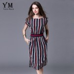 YuooMuoo Plus Size European Fashion Women Dress Knee-length Casual Striped Dress Batwing Sleeve Elegant Ladies Dress