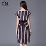 YuooMuoo Plus Size European Fashion Women Dress Knee-length Casual Striped Dress Batwing Sleeve Elegant Ladies Dress