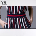 YuooMuoo Plus Size European Fashion Women Dress Knee-length Casual Striped Dress Batwing Sleeve Elegant Ladies Dress