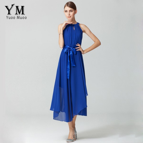 YuooMuoo Womens Summer Dress Fashion European Shoulder Off Long Casual Chiffon Dress Female Elegant Maxi Party Dress robe femme