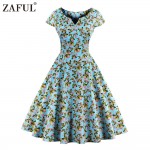 ZAFUL 2017 Vintage Butterfly Print Summer Dress Women Robe Rockabilly Feminino Vestidos Hepburn 50s 60s retro dresses Plus Size