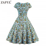 ZAFUL 2017 Vintage Butterfly Print Summer Dress Women Robe Rockabilly Feminino Vestidos Hepburn 50s 60s retro dresses Plus Size