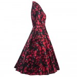 ZAFUL 2017New 3/4 Cuff Sleeves Women Rose Flower Print Vintage Dress Party Prom Swing Rockabilly Retro Casual Feminino Vestidos