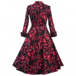 ZAFUL 2017New 3/4 Cuff Sleeves Women Rose Flower Print Vintage Dress Party Prom Swing Rockabilly Retro Casual Feminino Vestidos