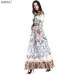 ZAFUL 2018 Vintage Boho Dress Women Elegant Abstract Print O Neck Long Sleeve Spring Autumn Dress Long Maxi Dress Vestidos