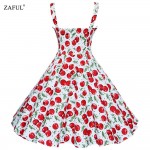 ZAFUL 4XL Women Dress Summer Sleeveless Casual Retro Vintage 1950s 60s Cherry Big Swing Mini Floral Dresses Big Plus Size