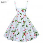 ZAFUL 4XL Women Dress Summer Sleeveless Casual Retro Vintage 1950s 60s Cherry Big Swing Mini Floral Dresses Big Plus Size