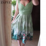 ZAFUL Brand 2017 Vintage V Neck print Women Dress Retro Robe Rockabilly Hepburn 50s Party dresses Plus Size Feminino Vestidos