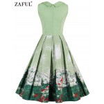 ZAFUL Brand 2017 Vintage V Neck print Women Dress Retro Robe Rockabilly Hepburn 50s Party dresses Plus Size Feminino Vestidos