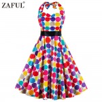 ZAFUL Brand Sleeveless Red Dot Robe Vintage Women Dress 50s Retro Feminino Rockabilly Summer Party Dresses Female Vestidos