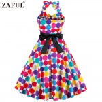 ZAFUL Brand Sleeveless Red Dot Robe Vintage Women Dress 50s Retro Feminino Rockabilly Summer Party Dresses Female Vestidos