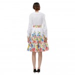 ZAFUL Floral Print Cotton Women White Dress Long Sleeves Belts Party Ball Gown Plus Size Retro Swing Dresses Feminino Vestidos