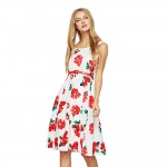 ZAFUL Floral Sleeveless Belts Vintage Dress O Neck A-Line 60s Retro Swing Party Feminino Vestidos Cotton Summer Casual Sundress