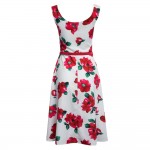 ZAFUL Floral Sleeveless Belts Vintage Dress O Neck A-Line 60s Retro Swing Party Feminino Vestidos Cotton Summer Casual Sundress