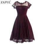 ZAFUL Hot Womens Summer Lace Dress 2018 Vintage O Neck Slim Sexy Pin up Rockabilly Vestidos Party Black Lace Dresses Vestidos