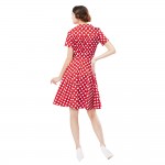 ZAFUL Plus Size S-4XL Women Retro Dress 50s 60s Vintage Rockabilly Swing feminino vestidos V neck short sleeves Dot print dress