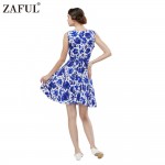 ZAFUL Plus size Women Vintage Dress Retro robe rockabilly summer Audrey Hepburn Sleeveless Print party dresses Female Vestidos