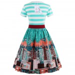 ZAFUL S - 4XL Women Dress Retro Vintage 1950s 60s Rockabilly Floral Swing Summer Dressesn with Belt Work Dress Female Vestidos