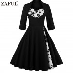 ZAFUL UK Women plus size clothing Audrey hepburn 50s Vintage elegant V neck robe feminino Ball Gown Party Retro Dress Vestidos