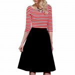 ZAFUL Women Cotton Plus Size S~4XL Vintage Rockabilly Dress 60s Stripe Ball Gown Swing Party Prom Cocktail Tea feminine vestidos