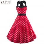 ZAFUL Women Dress Retro Sleeveless Dot Ball Gown Summer Vintage Dresses Pin up Vintage 50s 60s robe Rockabilly Feminino Vestidos