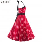 ZAFUL Women Dress Retro Sleeveless Dot Ball Gown Summer Vintage Dresses Pin up Vintage 50s 60s robe Rockabilly Feminino Vestidos