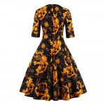 ZAFUL Women O Neck Half Sleeves A-line 50s 60s Audrey Vintage Dress Tropical Ethnic Floral Feminino Vestidos S~4XL Party dresses