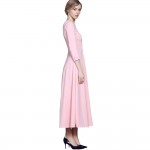 ZAFUL Women Pink Party Dress A-line Vintage Dress High Waist 3/4 Sleeves Big Swing Elegant Feminino Vestidos Formal Club Dresses